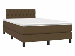 Cama box spring con colchón y LED tela marrón oscuro 120x190 cm^Clicnbuy Sale