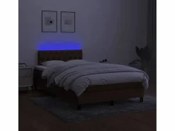 Cama box spring con colchón y LED tela marrón oscuro 120x190 cm^Clicnbuy Sale
