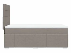 Cama box spring con colchón tela gris taupe 90x190 cm^Clicnbuy