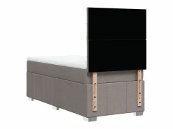 Cama box spring con colchón tela gris taupe 90x190 cm^Clicnbuy