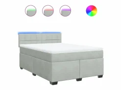 Cama box spring con colchón terciopelo claro 160x200 cm^Clicnbuy Online