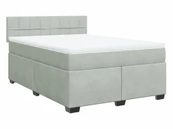 Cama box spring con colchón terciopelo claro 160x200 cm^Clicnbuy Online