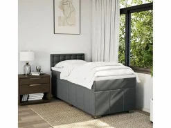 Cama box spring con colchón tela oscuro 90x190 cm^Clicnbuy Clearance