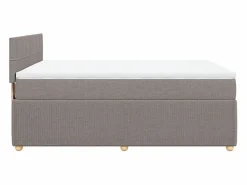 Cama box spring con colchón tela gris taupe 140x200 cm^Clicnbuy