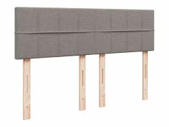 Cama box spring con colchón tela gris taupe 140x200 cm^Clicnbuy