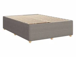 Cama box spring con colchón tela gris taupe 140x200 cm^Clicnbuy