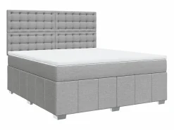 Clicnbuy Somier - 180X200Cm|Cama box spring con colchón tela claro 180x200 cm
