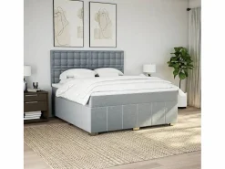 Clicnbuy Somier - 180X200Cm|Cama box spring con colchón tela claro 180x200 cm