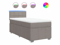 Clicnbuy Somier - 90X190Cm|Cama box spring con colchón tela gris taupe 90x190 cm