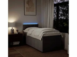 Clicnbuy Somier - 90X190Cm|Cama box spring con colchón tela gris taupe 90x190 cm