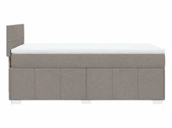 Clicnbuy Somier - 90X190Cm|Cama box spring con colchón tela gris taupe 90x190 cm