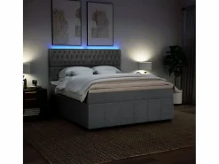 Clicnbuy Cama box spring con colchón tela claro 180x200 cm Gris Discount