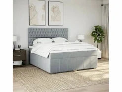 Clicnbuy Cama box spring con colchón tela claro 180x200 cm Gris Discount