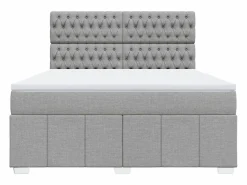 Clicnbuy Cama box spring con colchón tela claro 180x200 cm Gris Discount