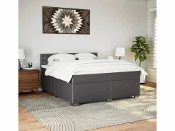 Cama box spring con colchón cuero sintético 180x200 cm^Clicnbuy Online