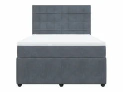 Clicnbuy Cama box spring con colchón terciopelo oscuro 140x190 cm Gris Discount