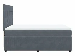 Clicnbuy Cama box spring con colchón terciopelo oscuro 140x190 cm Gris Discount