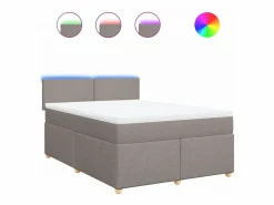 Clicnbuy Somier - 160X200Cm|Cama box spring con colchón tela gris taupe 160x200 cm