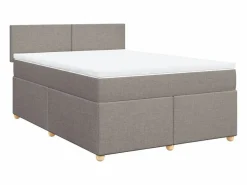 Clicnbuy Somier - 160X200Cm|Cama box spring con colchón tela gris taupe 160x200 cm