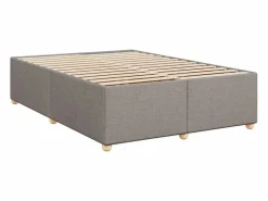 Clicnbuy Somier - 160X200Cm|Cama box spring con colchón tela gris taupe 160x200 cm