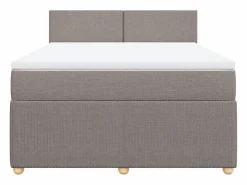 Clicnbuy Cama box spring con colchón tela gris taupe 140x200 cm Topo Best