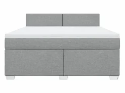 Clicnbuy Cama box spring con colchón tela claro 180x200 cm Gris New