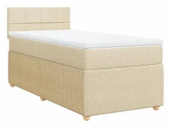 Clicnbuy Cama box spring con colchón tela color 80x200 cm Crema Best
