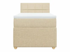 Clicnbuy Cama box spring con colchón tela color 80x200 cm Crema Best