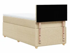 Clicnbuy Cama box spring con colchón tela color 80x200 cm Crema Best