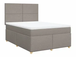 Cama box spring con colchón tela gris taupe 160x200 cm^Clicnbuy Discount