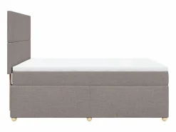 Cama box spring con colchón tela gris taupe 160x200 cm^Clicnbuy Discount