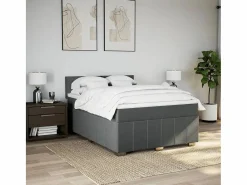 Cama box spring con colchón tela oscuro 160x200 cm^Clicnbuy Best