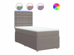 Clicnbuy Cama box spring con colchón tela gris taupe 90x190 cm Topo Sale