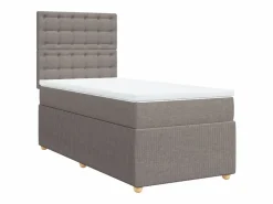 Clicnbuy Cama box spring con colchón tela gris taupe 90x190 cm Topo Sale