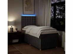 Clicnbuy Cama box spring con colchón tela gris taupe 90x190 cm Topo Sale