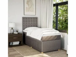 Clicnbuy Cama box spring con colchón tela gris taupe 90x190 cm Topo Sale