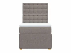 Clicnbuy Cama box spring con colchón tela gris taupe 90x190 cm Topo Sale