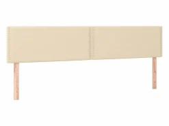 Clicnbuy Somier Tapizado|Cama box spring con colchón y luces LED tela crema 120x190 cm