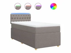Cama box spring con colchón tela gris taupe 90x190 cm^Clicnbuy Best