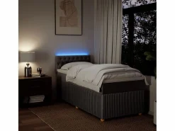 Cama box spring con colchón tela gris taupe 90x190 cm^Clicnbuy Best