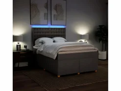 Clicnbuy Somier - 140X190Cm|Cama box spring con colchón tela gris taupe 140x190 cm