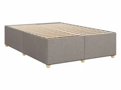 Clicnbuy Somier - 140X190Cm|Cama box spring con colchón tela gris taupe 140x190 cm