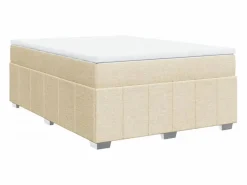 Clicnbuy Cama box spring con colchón tela color 160x200 cm Crema Clearance