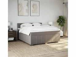 Clicnbuy Somier - 180X200Cm|Cama box spring con colchón tela gris taupe 180x200 cm