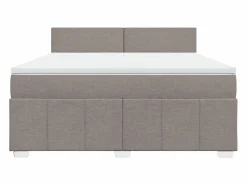 Clicnbuy Somier - 180X200Cm|Cama box spring con colchón tela gris taupe 180x200 cm