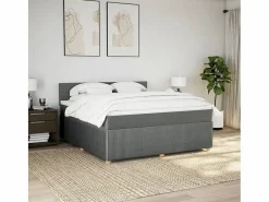Clicnbuy Cama box spring con colchón tela oscuro 180x200 cm Gris Online