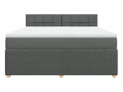 Clicnbuy Cama box spring con colchón tela oscuro 180x200 cm Gris Online