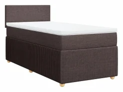 Clicnbuy Cama box spring con colchón tela marrón oscuro 90x190 cm Marru00f3n Outlet