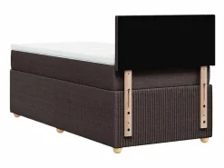 Clicnbuy Cama box spring con colchón tela marrón oscuro 90x190 cm Marru00f3n Outlet