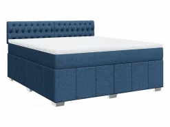 Clicnbuy Cama box spring con colchón tela 180x200 cm Azul